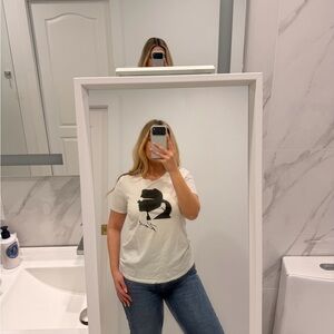 Karl Lagerfeld Women's White Graphic Tee